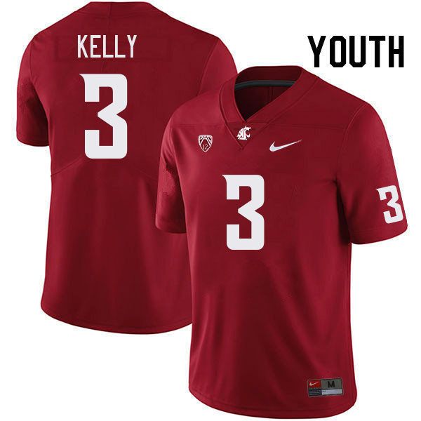 Youth #3 Josh Kelly Washington State Cougars College Football Jerseys Stitched Sale-Crimson